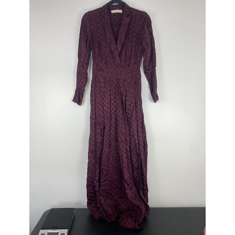 Happy x Nature Women's Polka Dot Long Sleeve Maxi Dress Size S ? Maroon Red